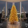 MARTHA STEWART Gold Tinsel Pre-Lit Artificial Christmas Tree, 7 Feet, Clear White Lights (BTIPI1)(Gold)