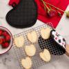 MARTHA STEWART Love Check Gingham Heart Shaped Pot Holder 2-Pack Set, 100% Cotton, Heat Resistant with Flexible Silicone Grip, Valentine’s Day Décor, Black/White/Red, 7”x8.5”