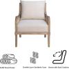 MARTHA STEWART Morgan Accent Chair for Living Room Lily Pond Collection, Solid Wood Frame, Upholstered Seat Removable Backrest, Cottage Accent Armchair Coastal Furniture Decor, 28″W Reclaimed Natural(Reclaimed Natural)