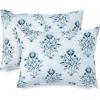 MARTHA STEWART Natalie King Size Duvet, 3 Piece Set-1 Duvet Cover, 2 Pillow Shams, Crinkle Velvet Texture, Soft & Royal, Machine Wash, 104″x92″ with Button Closure, Champagne(Floral Blue)
