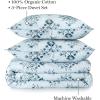 MARTHA STEWART Natalie King Size Duvet, 3 Piece Set-1 Duvet Cover, 2 Pillow Shams, Crinkle Velvet Texture, Soft & Royal, Machine Wash, 104″x92″ with Button Closure, Champagne(Floral Blue)
