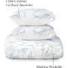 MARTHA STEWART Natalie King Size Duvet, 3 Piece Set-1 Duvet Cover, 2 Pillow Shams, Crinkle Velvet Texture, Soft & Royal, Machine Wash, 104″x92″ with Button Closure, Champagne(Federal Blue & White)