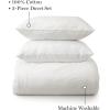 MARTHA STEWART Natalie King Size Duvet, 3 Piece Set-1 Duvet Cover, 2 Pillow Shams, Crinkle Velvet Texture, Soft & Royal, Machine Wash, 104″x92″ with Button Closure, Champagne(Solid White)