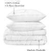 MARTHA STEWART Natalie King Size Duvet, 3 Piece Set-1 Duvet Cover, 2 Pillow Shams, Crinkle Velvet Texture, Soft & Royal, Machine Wash, 104″x92″ with Button Closure, Champagne(Embroidered White)