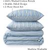 MARTHA STEWART Natalie King Size Duvet, 3 Piece Set-1 Duvet Cover, 2 Pillow Shams, Crinkle Velvet Texture, Soft & Royal, Machine Wash, 104″x92″ with Button Closure, Champagne(Blue / Yellow)