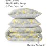 MARTHA STEWART Natalie King Size Duvet, 3 Piece Set-1 Duvet Cover, 2 Pillow Shams, Crinkle Velvet Texture, Soft & Royal, Machine Wash, 104″x92″ with Button Closure, Champagne(Grey / Yellow)
