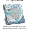 MARTHA STEWART Twin Size Quilt Bedding Set – 2 Piece, Soft Washed Microfiber, Printed Bedspread, Reversible, All Season, 1 Quilt, 1 Standard Pillow Sham, Blue, White & Red, Painted Floral Print(Tiana Floral)
