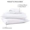 MARTHA STEWART Ultra Soft Brushed and Washed Microfiber 4 Piece Sheet Set, Easy Care, Comfy Bed Sheets with Deep Pocket, 1 Flat Sheet, 1 Fitted Sheet, 2 Std. Pillowcases, Queen Size, Navy Blue(White)