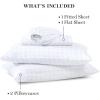 MARTHA STEWART Ultra Soft Brushed and Washed Microfiber 4 Piece Sheet Set, Easy Care, Comfy Bed Sheets with Deep Pocket, 1 Flat Sheet, 1 Fitted Sheet, 2 Std. Pillowcases, Queen Size, Navy Blue(Hayworth Medallion Grey)
