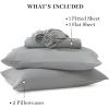 MARTHA STEWART Ultra Soft Brushed and Washed Microfiber 4 Piece Sheet Set, Easy Care, Comfy Bed Sheets with Deep Pocket, 1 Flat Sheet, 1 Fitted Sheet, 2 Std. Pillowcases, Queen Size, Navy Blue(Ultimate Gray)