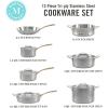 MARTHA STEWART Vintage 18/8 Triply Stainless Steel 12 Piece Cookware Set w/Gold Handles(Stainless Steel w/ Gold Handles)