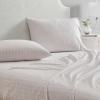 Martha Stewart – Full Size Sheets Set, Crisp & Tailored Cooling Sheets w/a Naturally Smooth Cotton Percale Lightweight Feel – Bed Sheets with Matching Pillowcases & Fitted Sheet (Stripe Blue)(Ditsy Vine Pink)