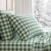 Martha Stewart – Full Size Sheets Set, Crisp & Tailored Cooling Sheets w/a Naturally Smooth Cotton Percale Lightweight Feel – Bed Sheets with Matching Pillowcases & Fitted Sheet (Stripe Blue)(Madison Gingham Green)