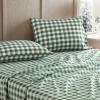 Martha Stewart – Full Size Sheets Set, Crisp & Tailored Cooling Sheets w/a Naturally Smooth Cotton Percale Lightweight Feel – Bed Sheets with Matching Pillowcases & Fitted Sheet (Stripe Blue)(Madison Gingham Green)