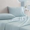 Martha Stewart – Full Size Sheets Set, Crisp & Tailored Cooling Sheets w/a Naturally Smooth Cotton Percale Lightweight Feel – Bed Sheets with Matching Pillowcases & Fitted Sheet (Stripe Blue)(Small Gingham Blue)