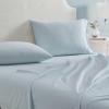 Martha Stewart – Full Size Sheets Set, Crisp & Tailored Cooling Sheets w/a Naturally Smooth Cotton Percale Lightweight Feel – Bed Sheets with Matching Pillowcases & Fitted Sheet (Stripe Blue)(Stripe Blue)