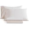 Martha Stewart – Full Size Sheets Set, Crisp & Tailored Cooling Sheets w/a Naturally Smooth Cotton Percale Lightweight Feel – Bed Sheets with Matching Pillowcases & Fitted Sheet (Stripe Blue)(Ditsy Vine Pink)