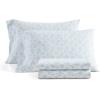 Martha Stewart – Full Size Sheets Set, Crisp & Tailored Cooling Sheets w/a Naturally Smooth Cotton Percale Lightweight Feel – Bed Sheets with Matching Pillowcases & Fitted Sheet (Stripe Blue)(Floral Blue)