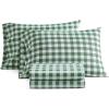 Martha Stewart – Full Size Sheets Set, Crisp & Tailored Cooling Sheets w/a Naturally Smooth Cotton Percale Lightweight Feel – Bed Sheets with Matching Pillowcases & Fitted Sheet (Stripe Blue)(Madison Gingham Green)
