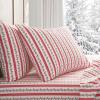 Martha Stewart – Full Size Sheets Set, Crisp & Tailored Cooling Sheets w/a Naturally Smooth Cotton Percale Lightweight Feel – Bed Sheets with Matching Pillowcases & Fitted Sheet (Stripe Blue)(Rose Ribbon Red)