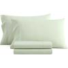 Martha Stewart – Full Size Sheets Set, Crisp & Tailored Cooling Sheets w/a Naturally Smooth Cotton Percale Lightweight Feel – Matching Pillowcases & Fitted Sheet (Skylands Solid Beige)(Skylands Solid Green)