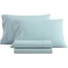 Martha Stewart – Full Size Sheets Set, Crisp & Tailored Cooling Sheets w/a Naturally Smooth Cotton Percale Lightweight Feel – Matching Pillowcases & Fitted Sheet (Skylands Solid Beige)(Skylands Solid Blue)