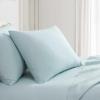Martha Stewart – Full Size Sheets Set, Crisp & Tailored Cooling Sheets w/a Naturally Smooth Cotton Percale Lightweight Feel – Matching Pillowcases & Fitted Sheet (Skylands Solid Beige)(Skylands Solid Blue)