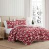 Martha Stewart – Queen Quilt Set, Classic Quilted Bedding, Lightweight, Incredibly Soft & Wrinkle Resistant Quilt with Matching Pillowcases, 3 Piece Bed Set (Dancing Deer Red)(Dancing Deer Red)