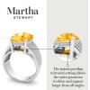 Martha Stewart 10 1/4 Carat Cushion Cut Gemstone Hidden Halo Ring with Lab Grown Diamonds in Sterling Silver, Choose Your Gemstone(Citrine)