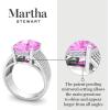 Martha Stewart 10 1/4 Carat Cushion Cut Gemstone Hidden Halo Ring with Lab Grown Diamonds in Sterling Silver, Choose Your Gemstone(Pink Sapphire)