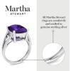 Martha Stewart 10 1/4 Carat Cushion Cut Gemstone Ring with Lab Grown Diamonds in Sterling Silver, Choose Your Gemstone(Amethyst)