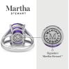 Martha Stewart 10 1/4 Carat Cushion Cut Gemstone Ring with Lab Grown Diamonds in Sterling Silver, Choose Your Gemstone(Amethyst)