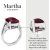 Martha Stewart 10 1/4 Carat Cushion Cut Gemstone Ring with Lab Grown Diamonds in Sterling Silver, Choose Your Gemstone(Garnet)