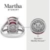 Martha Stewart 10 1/4 Carat Cushion Cut Gemstone Ring with Lab Grown Diamonds in Sterling Silver, Choose Your Gemstone(Garnet)