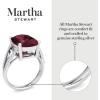 Martha Stewart 10 1/4 Carat Cushion Cut Gemstone Ring with Lab Grown Diamonds in Sterling Silver, Choose Your Gemstone(Garnet)