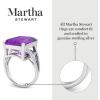 Martha Stewart 10 1/4 Carat Emerald Cut Gemstone Ring with Lab Grown Diamonds in Sterling Silver, Choose Your Gemstone(Amethyst)