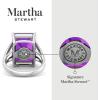 Martha Stewart 10 1/4 Carat Emerald Cut Gemstone Ring with Lab Grown Diamonds in Sterling Silver, Choose Your Gemstone(Amethyst)