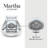 Martha Stewart 10 1/4 Carat Emerald Cut Gemstone Ring with Lab Grown Diamonds in Sterling Silver, Choose Your Gemstone(Aquamarine)