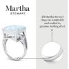 Martha Stewart 10 1/4 Carat Emerald Cut Gemstone Ring with Lab Grown Diamonds in Sterling Silver, Choose Your Gemstone(Aquamarine)