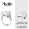 Martha Stewart 10 1/4 Carat Emerald Cut Gemstone Ring with Lab Grown Diamonds in Sterling Silver, Choose Your Gemstone(Aquamarine)