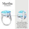 Martha Stewart 10 1/4 Carat Emerald Cut Gemstone Ring with Lab Grown Diamonds in Sterling Silver, Choose Your Gemstone(Blue Topaz)