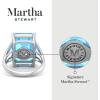 Martha Stewart 10 1/4 Carat Emerald Cut Gemstone Ring with Lab Grown Diamonds in Sterling Silver, Choose Your Gemstone(Blue Topaz)