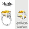 Martha Stewart 10 1/4 Carat Emerald Cut Gemstone Ring with Lab Grown Diamonds in Sterling Silver, Choose Your Gemstone(Citrine)