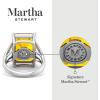 Martha Stewart 10 1/4 Carat Emerald Cut Gemstone Ring with Lab Grown Diamonds in Sterling Silver, Choose Your Gemstone(Citrine)