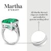 Martha Stewart 10 1/4 Carat Emerald Cut Gemstone Ring with Lab Grown Diamonds in Sterling Silver, Choose Your Gemstone(Emerald)