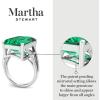 Martha Stewart 10 1/4 Carat Emerald Cut Gemstone Ring with Lab Grown Diamonds in Sterling Silver, Choose Your Gemstone(Emerald)