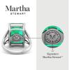 Martha Stewart 10 1/4 Carat Emerald Cut Gemstone Ring with Lab Grown Diamonds in Sterling Silver, Choose Your Gemstone(Emerald)