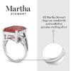 Martha Stewart 10 1/4 Carat Emerald Cut Gemstone Ring with Lab Grown Diamonds in Sterling Silver, Choose Your Gemstone(Garnet)