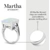 Martha Stewart 10 1/4 Carat Emerald Cut Gemstone Ring with Lab Grown Diamonds in Sterling Silver, Choose Your Gemstone(Opal)