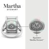 Martha Stewart 10 1/4 Carat Emerald Cut Gemstone Ring with Lab Grown Diamonds in Sterling Silver, Choose Your Gemstone(Opal)
